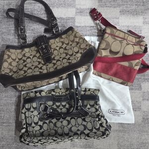 Coach Shoulder Bags in Black, Tan, and Red